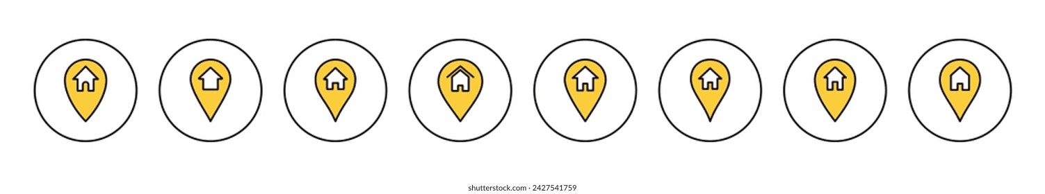 Address icon set vector. home location sign and symbol. pinpoint