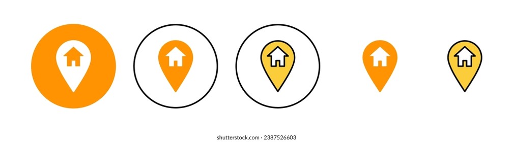 Adresssymbol für Web- und mobile App. Ortszeichen und Symbol des Wohnorts. Bindepunkt