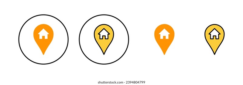 Address icon set for web and mobile app. home location sign and symbol. pinpoint