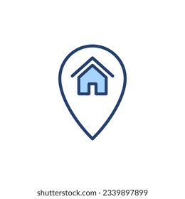 Adresssymbol, Vektor. Ortszeichen und Symbol des Wohnorts. Bindepunkt
