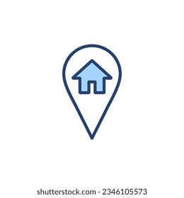 Adresssymbol, Vektor. Ortszeichen und Symbol des Wohnorts. Bindepunkt