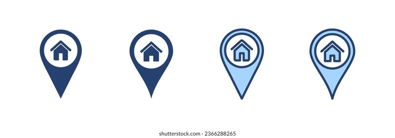 Adresssymbol, Vektor. Ortszeichen und Symbol des Wohnorts. Bindepunkt