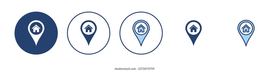 Vector de icono de dirección. símbolo y signo de ubicación de inicio. puntería