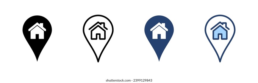 Vector de icono de dirección. símbolo y signo de ubicación de inicio. puntería
