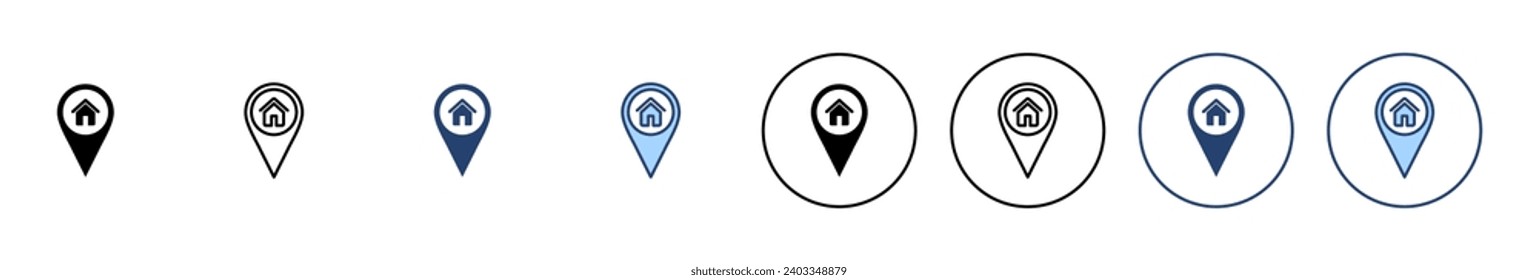 Adresssymbol, Vektor. Ortszeichen und Symbol des Wohnorts. Bindepunkt