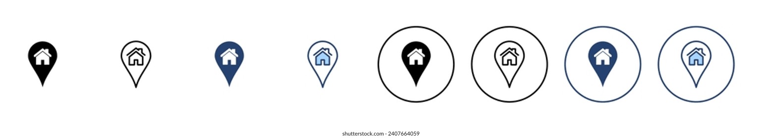 Adresssymbol, Vektor. Ortszeichen und Symbol des Wohnorts. Bindepunkt