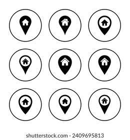 Vector de icono de dirección. símbolo y signo de ubicación de inicio. puntería