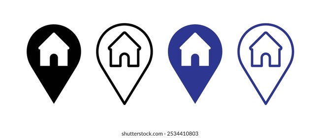 Icono de la Dirección. Vector de la ubicación de la casa. Vector del icono del símbolo de la Dirección aislado sobre fondo blanco.