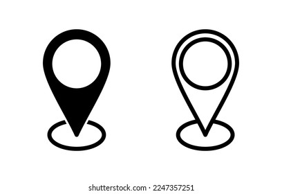 Ilustración vectorial de icono de dirección. símbolo y signo de ubicación de inicio. puntería