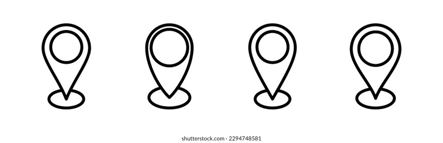 Ilustración vectorial de icono de dirección. símbolo y signo de ubicación de inicio. puntería
