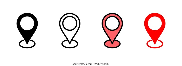 Ilustración vectorial de icono de dirección. símbolo y signo de ubicación de inicio. pinpoint