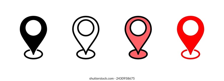 Ilustración vectorial de icono de dirección. símbolo y signo de ubicación de inicio. pinpoint