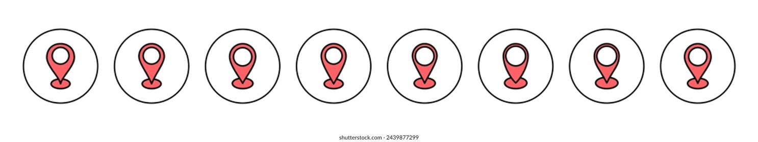 Ilustración vectorial de icono de dirección. símbolo y signo de ubicación de inicio. pinpoint