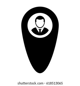 Address Icon Vector User Map Location Profile Symbol Avatar With Marker Pin To Navigate Person In Glyph Pictogram illustration