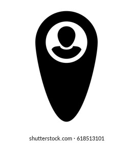Address Icon Vector User Map Location Profile Symbol Avatar With Marker Pin To Navigate Person In Glyph Pictogram illustration
