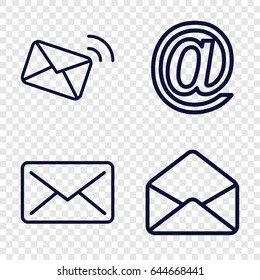 Address icons set. set of 4 address outline icons such as envelope, mail