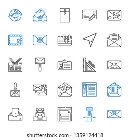 address icons set. Collection of address with envelope, mailbox, browser, email, inbox, mail, stationery, id card, cursor, card, postcard. Editable and scalable address icons.