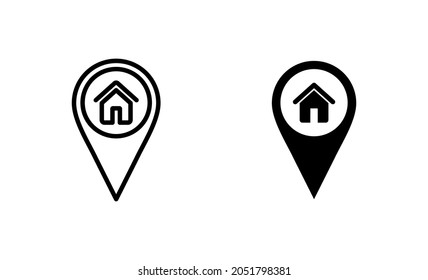 address icons set. home location sign and symbol. pinpoint