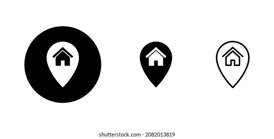 address icons set. home location sign and symbol. pinpoint