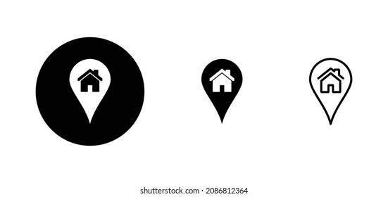 address icons set. home location sign and symbol. pinpoint