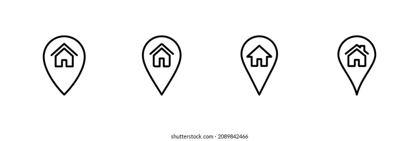 address icons set. home location sign and symbol. pinpoint