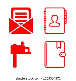 address icons set with mail box, address book and envelope with a letter vector set