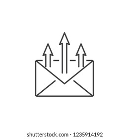 address, letter, arrow icon. Element of marketing and advertising icon for mobile concept and web apps. Thin line address, letter, arrow icon can be used for web and mobile