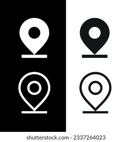 Icono de dirección o ubicación. Etiqueta, marcador de geolocalización en el mapa. Icono de puntero de puntos o rutas en el mapa. Designación de dirección. Designación de dirección. Símbolo de ubicación GPS.