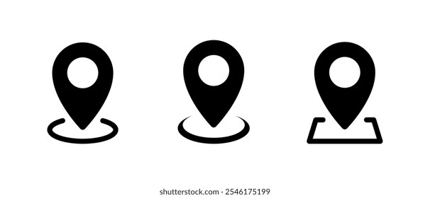 Address, location icon set in generic style. Map pin, place marker sign symbol