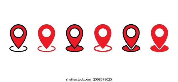 Address location, map pin icon set in flat style