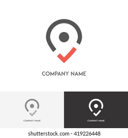 Address Logo - Pointer With Tick On The White Background