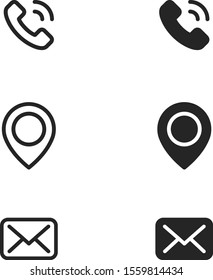 Address Mail Map Pin Phone Contacts Vector Icon Set