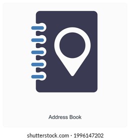 Concepto de icono de la libreta de direcciones o de mapas