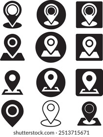 Address Map Location GPS Icon Set Vector Art Illustration 12 Location Icon Set