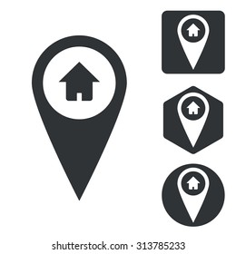 Address marker icon set, monochrome, isolated on white