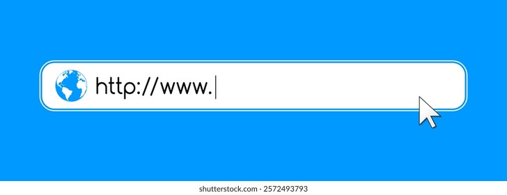 Address, navigation and search bar with http and www url text on a blue background.