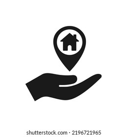 Icono de dirección en el estilo plano del icono de la mano aislado en fondo blanco. Ilustración del vector