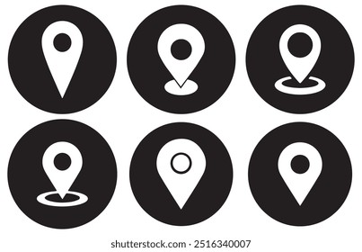 Símbolo do ícone de local de endereço. Coleção de ícones de pin de local. Marcadores de mapa modernos. Ilustração de vetor da Web