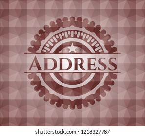 Address red badge with geometric background. Seamless.