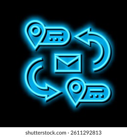 address for sending letter neon light sign vector. address for sending letter illustration
