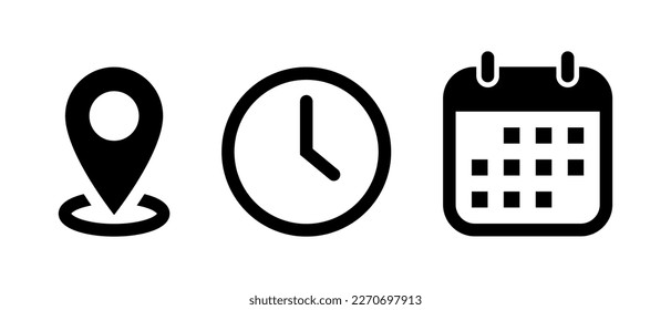 Address. time, and date icon vector. Event elements