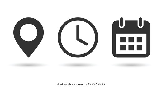 Address. Time, and Date icon vector. Date, Time, Address or Place symbol