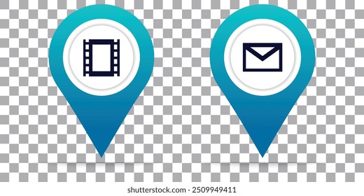 Address. time, and date icon vector. Event elements isolated on transparent background. Black  white vector illustration