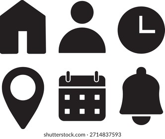 Endereço data hora ícones relógio, ilustração, cronômetro cronômetro site, coleção de design gráfico de traço editável,