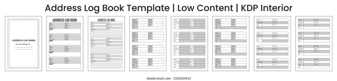 Address tracker logbook template, address tracker notebook interior template