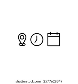Address. vector icon of time, and date