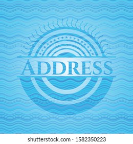 Address water wave representation badge background. Vector Illustration. Detailed.