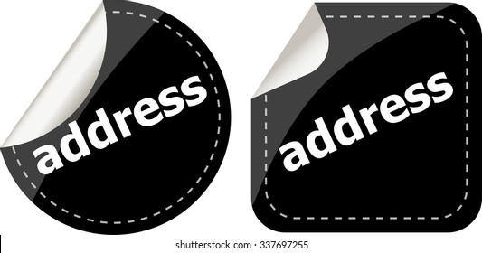 address word stickers set, icon button, business concept vector illustration