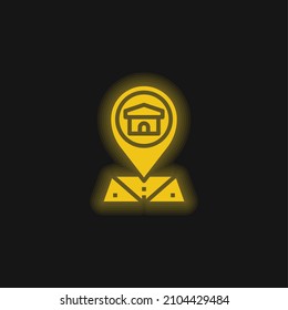 Address yellow glowing neon icon