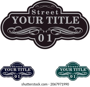 Addressable figured plate with a street number for residential and non-residential premises, houses, shops, cafes. Different colors pattern, isolated vector illustration	